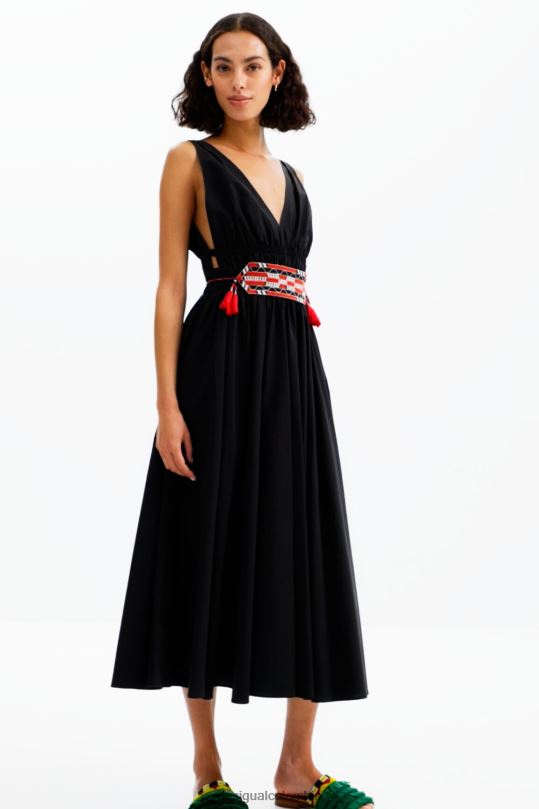 ropa 4802L126 mujer Desigual vestido midi con cinturón stella jean - Desigual Colombia rebajas