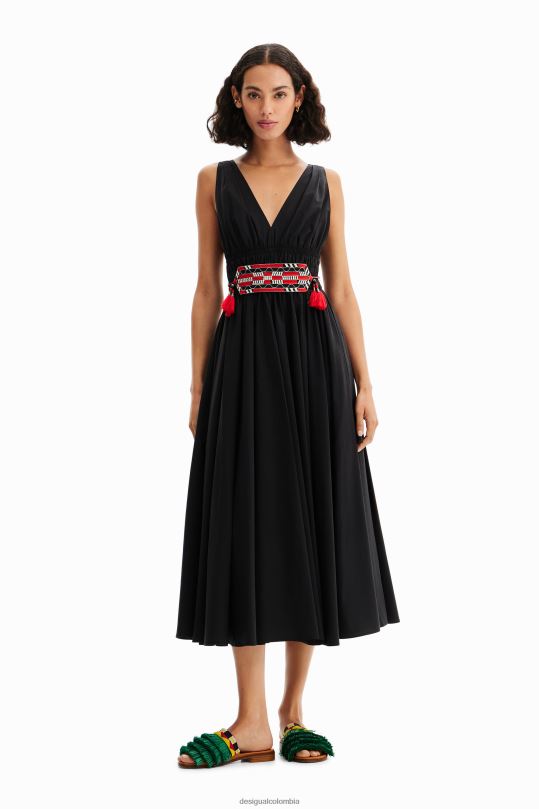 ropa 4802L126 mujer Desigual vestido midi con cinturón stella jean - Desigual Colombia rebajas