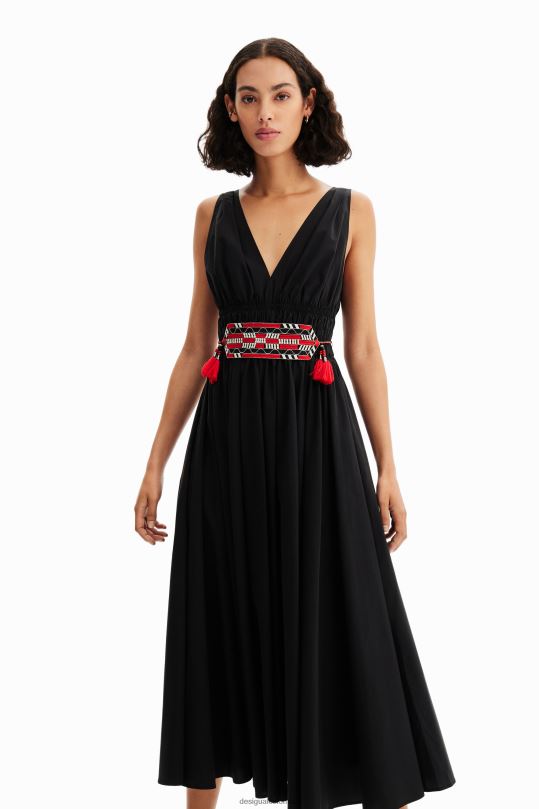 ropa 4802L126 mujer Desigual vestido midi con cinturón stella jean - Desigual Colombia rebajas
