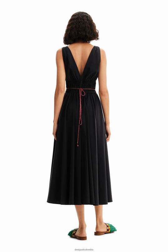 ropa 4802L126 mujer Desigual vestido midi con cinturón stella jean - Desigual Colombia rebajas