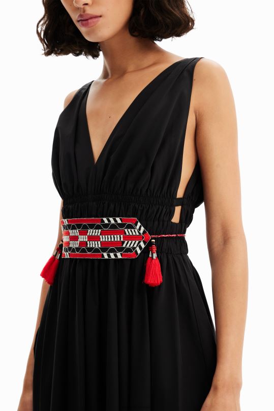 ropa 4802L126 mujer Desigual vestido midi con cinturón stella jean - Desigual Colombia rebajas