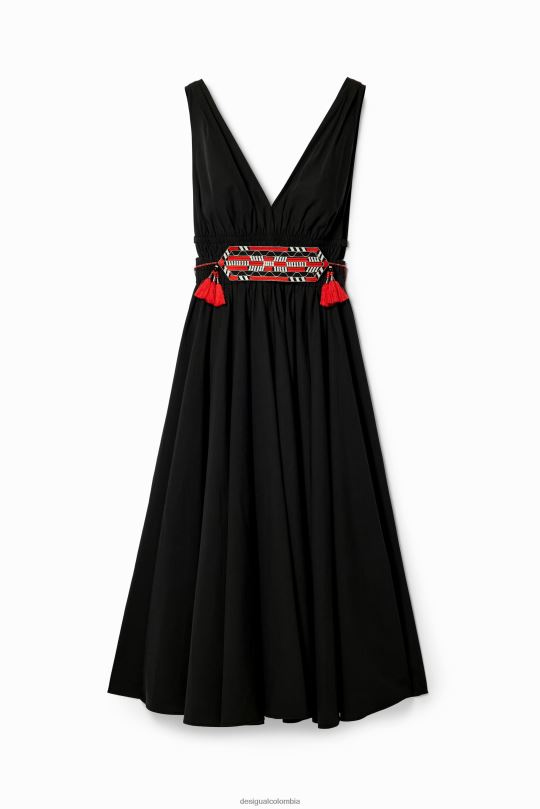 ropa 4802L126 mujer Desigual vestido midi con cinturón stella jean - Desigual Colombia rebajas