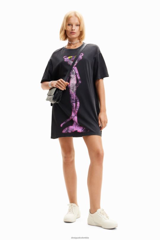ropa 4802L127 mujer Desigual vestido tipo camiseta con pantera rosa extragrande - Desigual sale damen