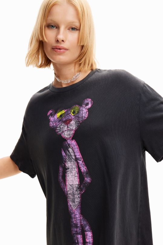 ropa 4802L127 mujer Desigual vestido tipo camiseta con pantera rosa extragrande - Desigual sale damen