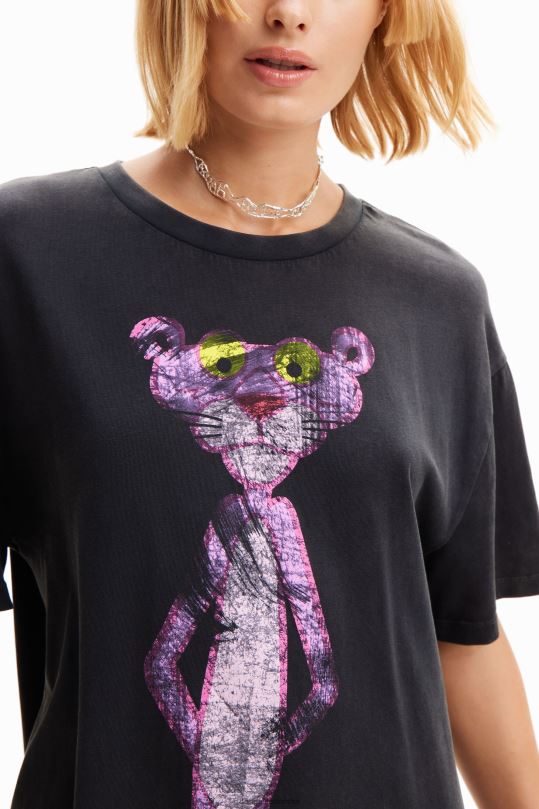 ropa 4802L127 mujer Desigual vestido tipo camiseta con pantera rosa extragrande - Desigual sale damen