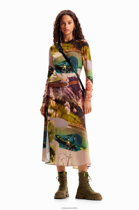 Desigual zapatos Colombia - ropa 4802L168 mujer Desigual metro. vestido midi collage de christian lacroix