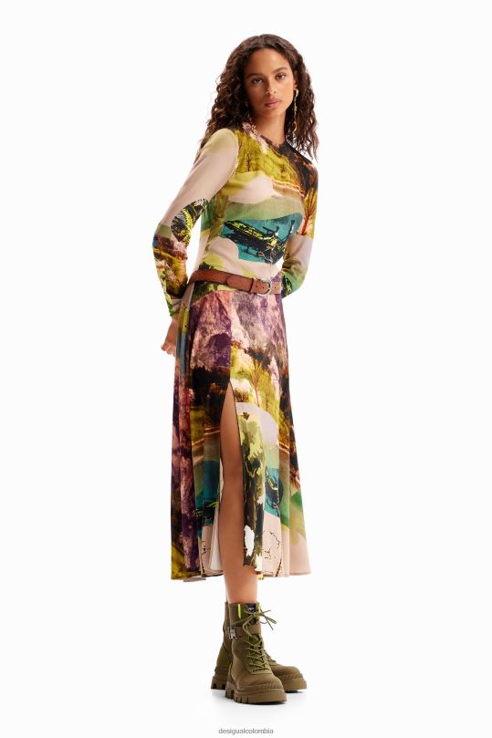 Desigual zapatos Colombia - ropa 4802L168 mujer Desigual metro. vestido midi collage de christian lacroix