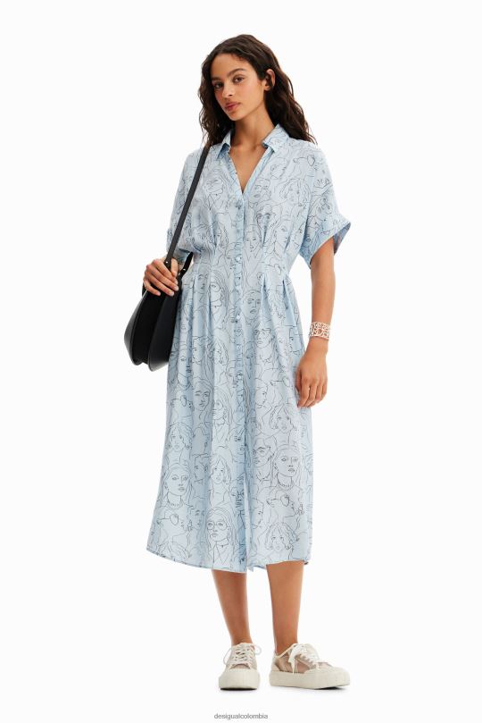blusas Desigual bogota - ropa 4802L176 mujer Desigual vestido camisero con caras