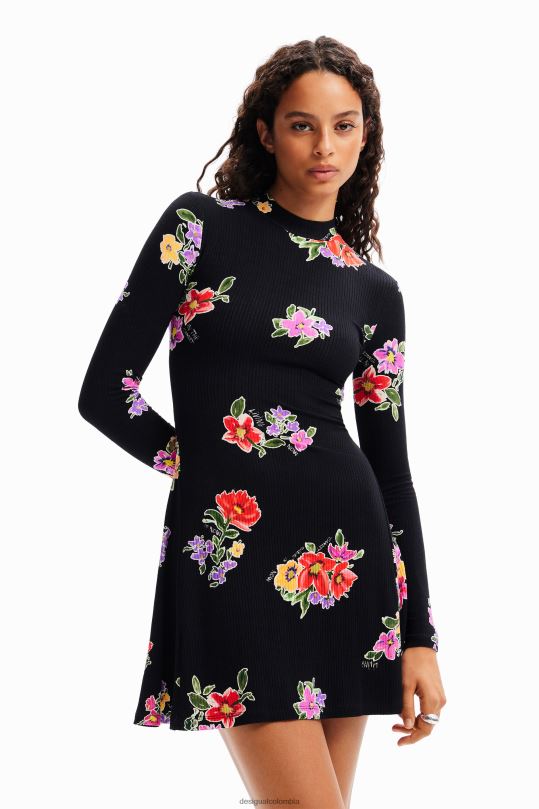 ropa 4802L17 mujer Desigual vestido skater corto con estampado floral - Desigual Colombia rebajas