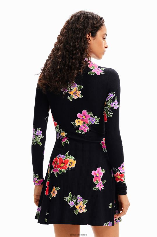 ropa 4802L17 mujer Desigual vestido skater corto con estampado floral - Desigual Colombia rebajas