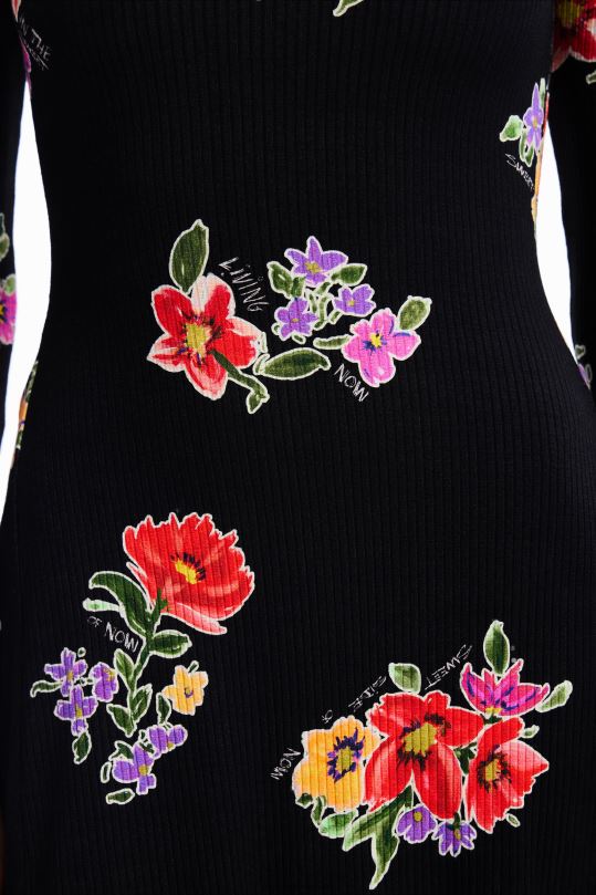 ropa 4802L17 mujer Desigual vestido skater corto con estampado floral - Desigual Colombia rebajas