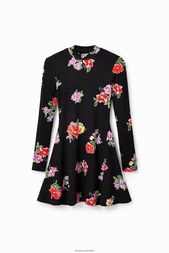 ropa 4802L17 mujer Desigual vestido skater corto con estampado floral - Desigual Colombia rebajas