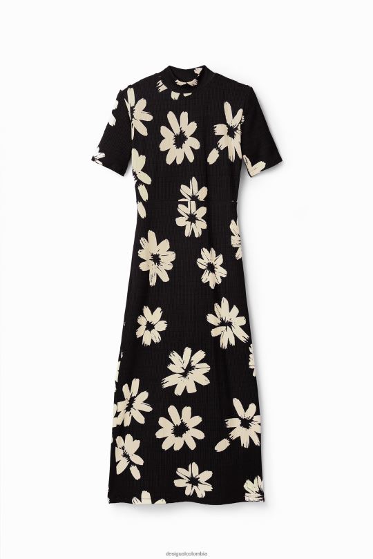 ropa 4802L184 mujer Desigual vestido midi fino y artístico con estampado floral - Desigual sales online