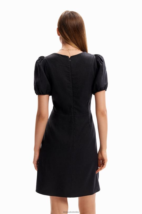 ropa 4802L186 mujer Desigual vestido corto con mangas abullonadas - Desigual Colombia Medellín