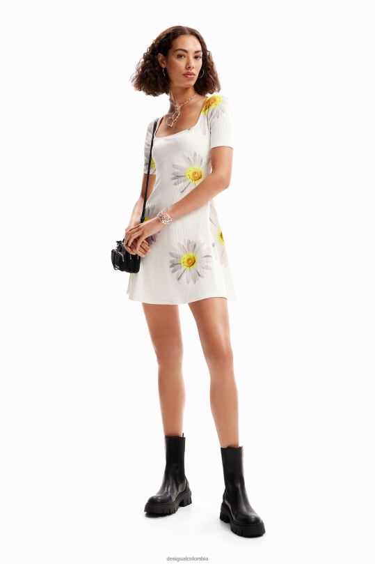 ropa 4802L187 mujer Desigual metro. vestido corto de margaritas de christian lacroix - Desigual shop
