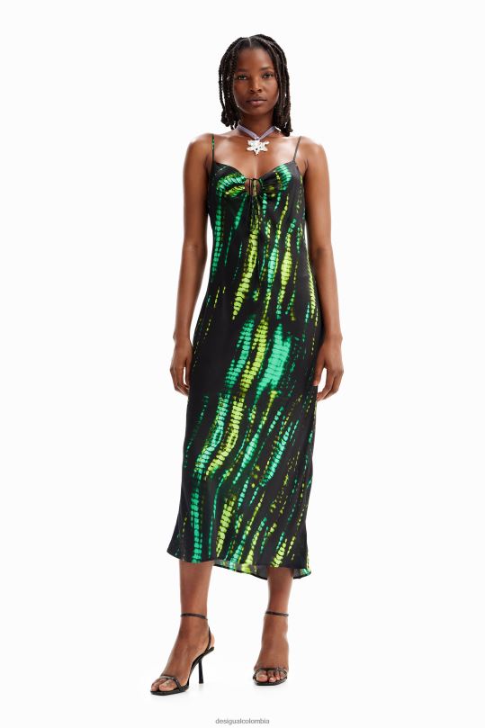ropa 4802L19 mujer Desigual vestido midi teñido anudado - Desigual sale damen