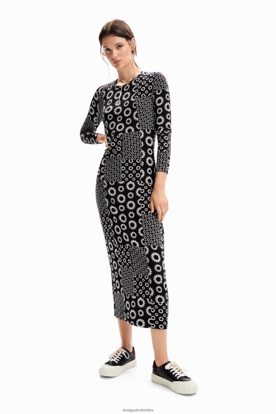 Desigual Colombia bolsos - ropa 4802L206 mujer Desigual vestido midi ajustado con patchwork
