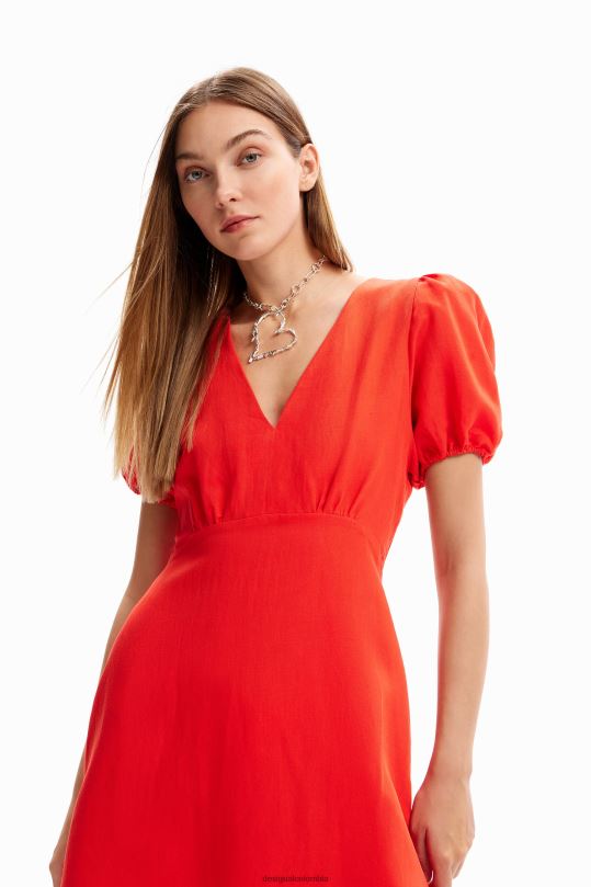 ropa 4802L222 mujer Desigual vestido corto con mangas abullonadas - Desigual Colombia rebajas