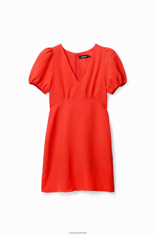 ropa 4802L222 mujer Desigual vestido corto con mangas abullonadas - Desigual Colombia rebajas