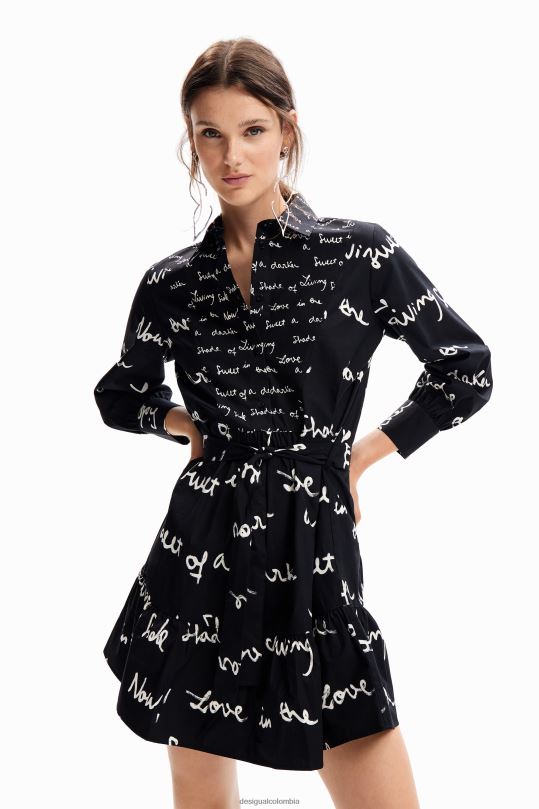 ropa 4802L232 mujer Desigual vestido túnica corto con mensaje - Desigual sales online