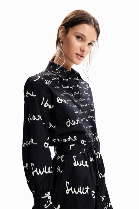 ropa 4802L232 mujer Desigual vestido túnica corto con mensaje - Desigual sales online