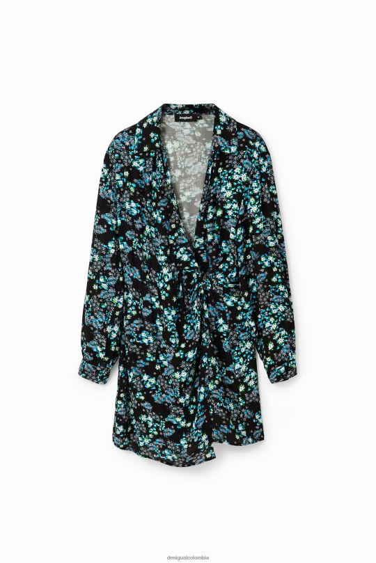 ropa 4802L234 mujer Desigual vestido corto cruzado con flores - Desigual Colombia Medellín