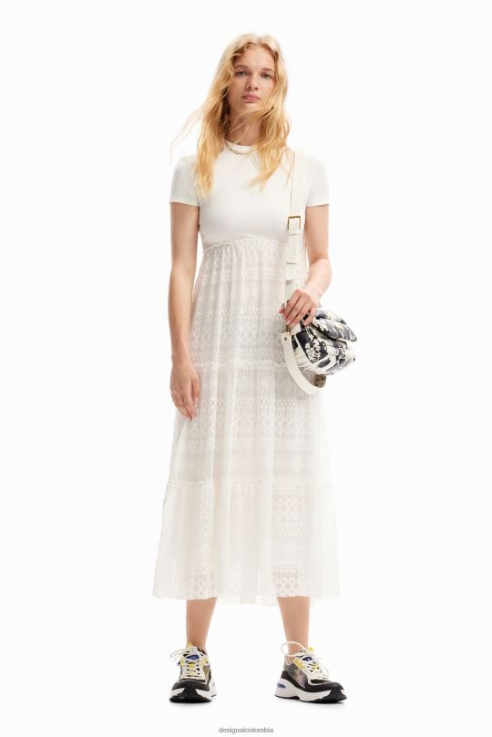 Desigual Colombia pagina oficial - ropa 4802L244 mujer Desigual vestido midi combinado de tul