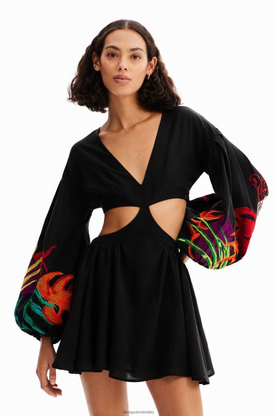 ropa 4802L286 mujer Desigual vestido corto con abertura stella jean - Desigual Colombia rebajas