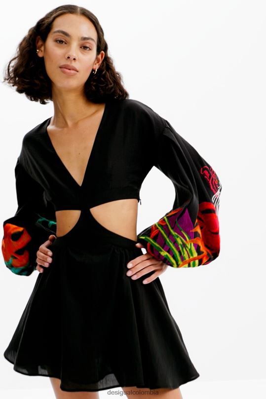 ropa 4802L286 mujer Desigual vestido corto con abertura stella jean - Desigual Colombia rebajas