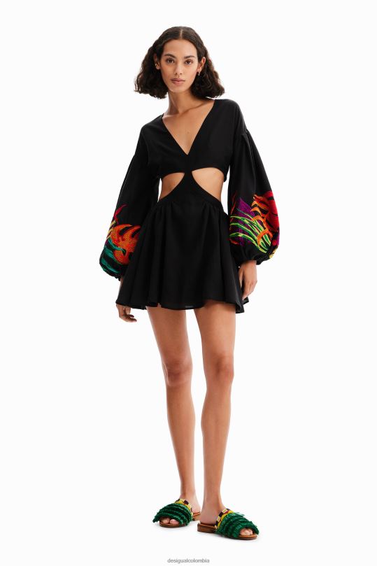 ropa 4802L286 mujer Desigual vestido corto con abertura stella jean - Desigual Colombia rebajas