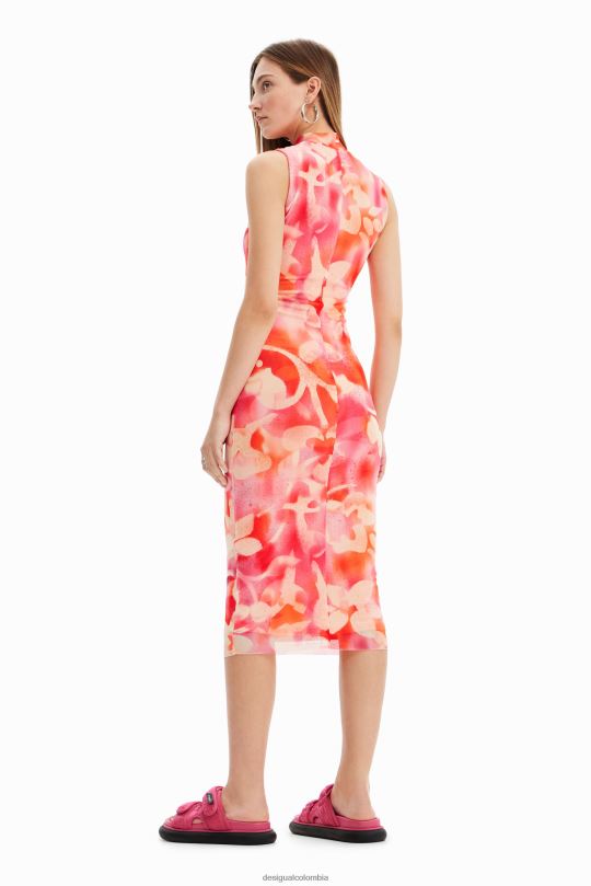 ropa 4802L287 mujer Desigual vestido midi de tul floral - Desigual sale damen