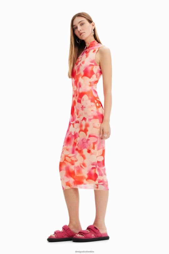 ropa 4802L287 mujer Desigual vestido midi de tul floral - Desigual sale damen