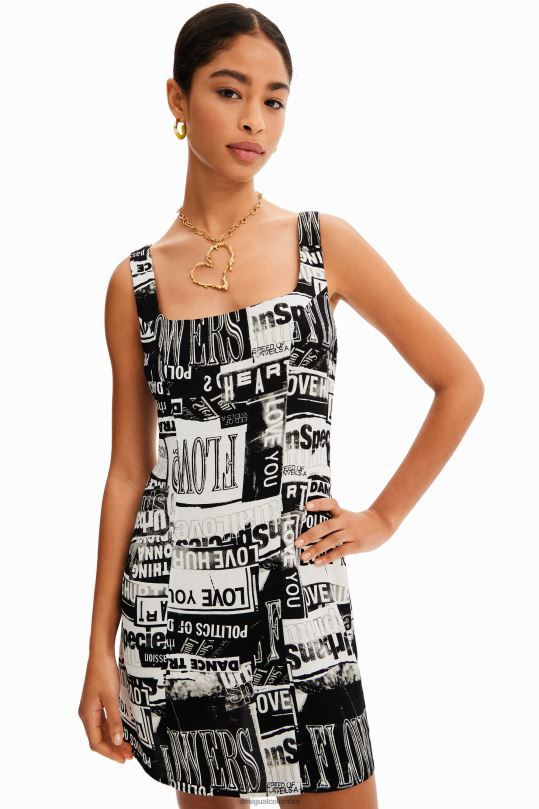 ropa 4802L297 mujer Desigual vestido corto de periódico - Desigual Colombia Medellín
