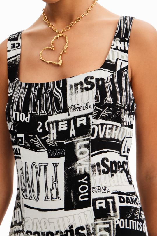 ropa 4802L297 mujer Desigual vestido corto de periódico - Desigual Colombia Medellín