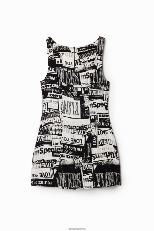 ropa 4802L297 mujer Desigual vestido corto de periódico - Desigual Colombia Medellín