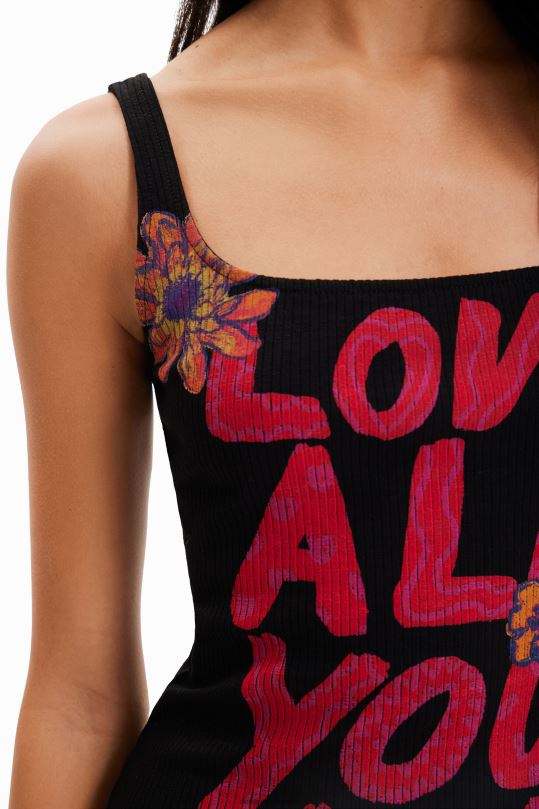 ropa 4802L299 mujer Desigual vestido ajustado con tirantes y mensaje - Desigual shop