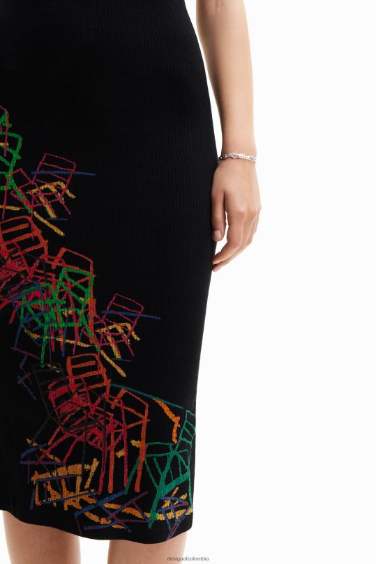Desigual zapatos Colombia - ropa 4802L321 mujer Desigual vestido artístico ajustado con tiras