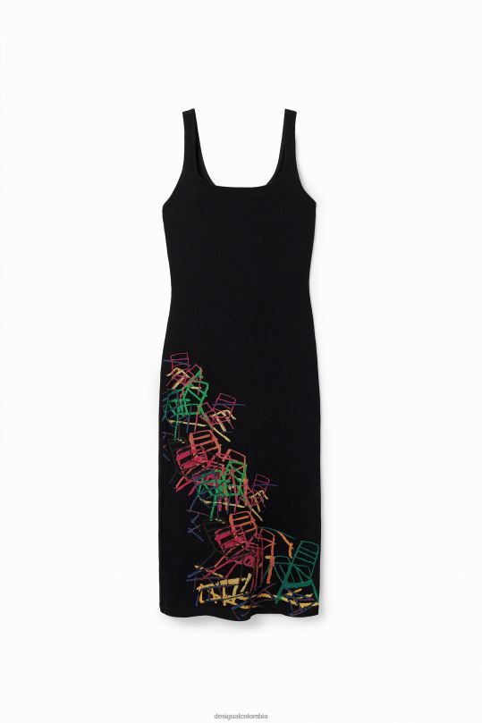 Desigual zapatos Colombia - ropa 4802L321 mujer Desigual vestido artístico ajustado con tiras