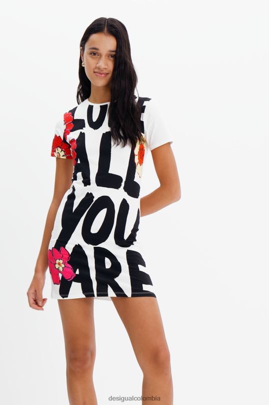 blusas Desigual bogota - ropa 4802L325 mujer Desigual vestido estilo camiseta slim con mensaje