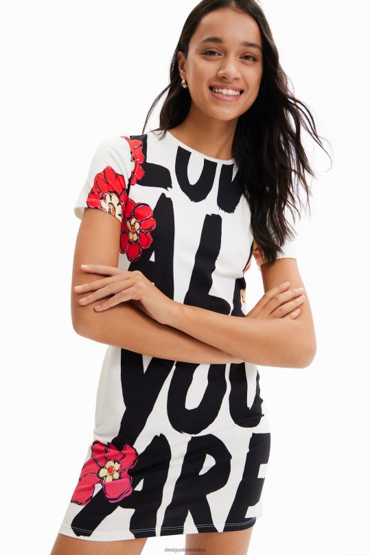 blusas Desigual bogota - ropa 4802L325 mujer Desigual vestido estilo camiseta slim con mensaje