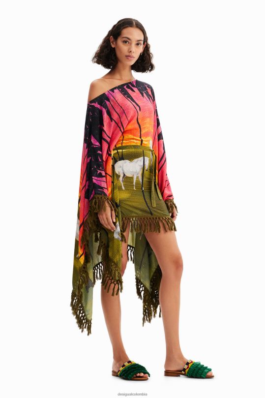 ropa 4802L333 mujer Desigual vestido poncho corto stella jean - Desigual Colombia Medellín