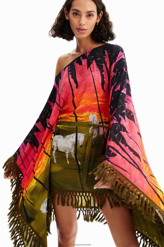 ropa 4802L333 mujer Desigual vestido poncho corto stella jean - Desigual Colombia Medellín