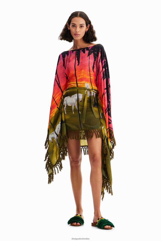 ropa 4802L333 mujer Desigual vestido poncho corto stella jean - Desigual Colombia Medellín