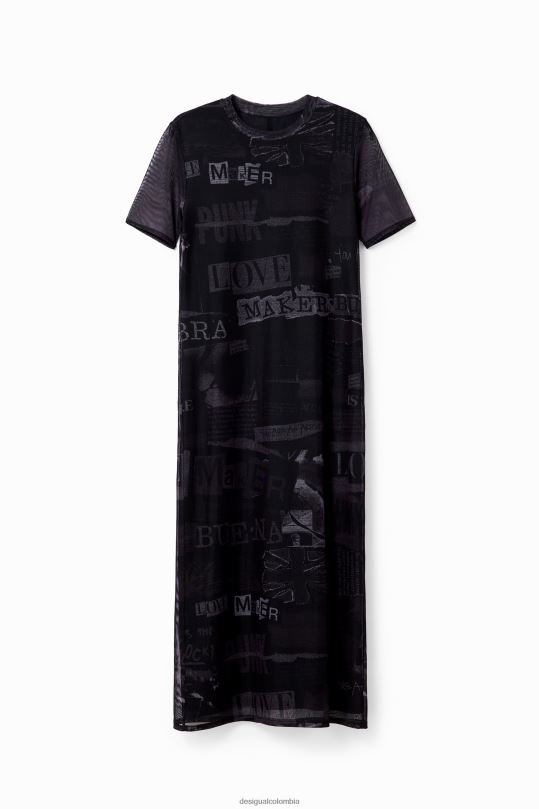 Desigual Colombia pagina oficial - ropa 4802L345 mujer Desigual vestido midi de tul estilo periódico