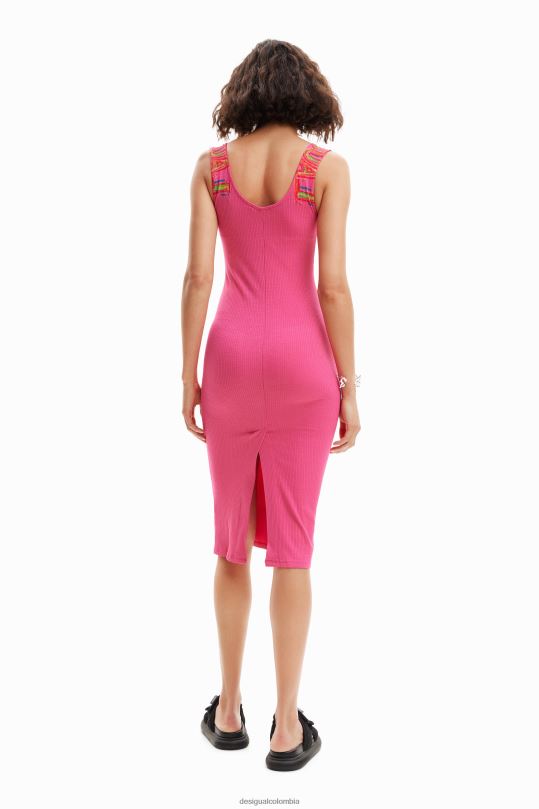 ropa 4802L370 mujer Desigual vestido ajustado de canalé con tiras - Desigual Colombia Medellín