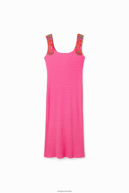 ropa 4802L370 mujer Desigual vestido ajustado de canalé con tiras - Desigual Colombia Medellín