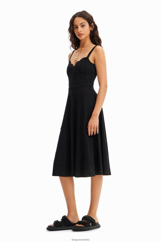 Desigual Colombia bolsos - ropa 4802L38 mujer Desigual vestido midi con bordado suizo