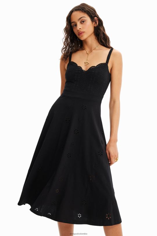 Desigual Colombia bolsos - ropa 4802L38 mujer Desigual vestido midi con bordado suizo