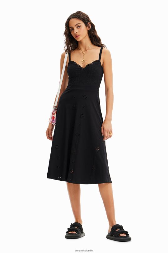 Desigual Colombia bolsos - ropa 4802L38 mujer Desigual vestido midi con bordado suizo