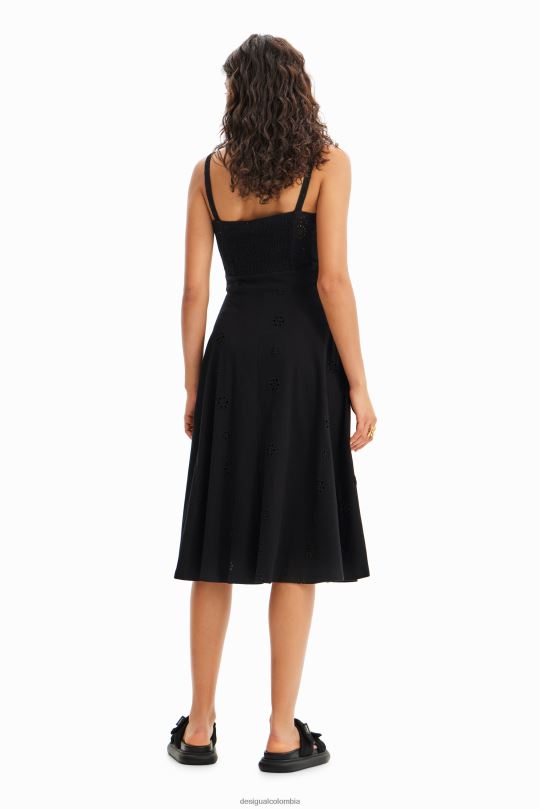 Desigual Colombia bolsos - ropa 4802L38 mujer Desigual vestido midi con bordado suizo